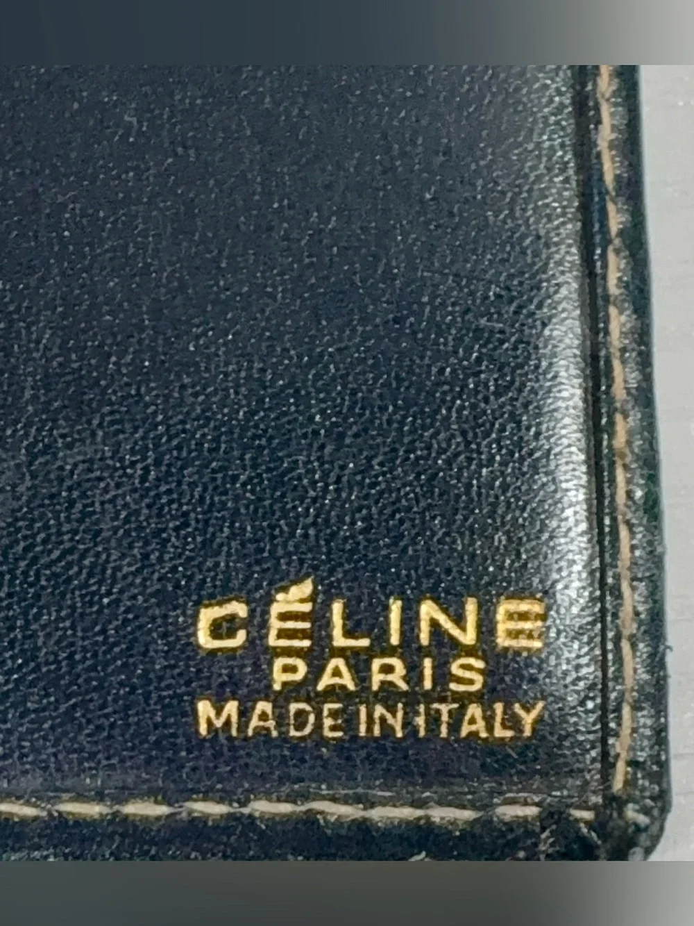 Celine Long Wallet, Navy & Beige Canvas and Leather
